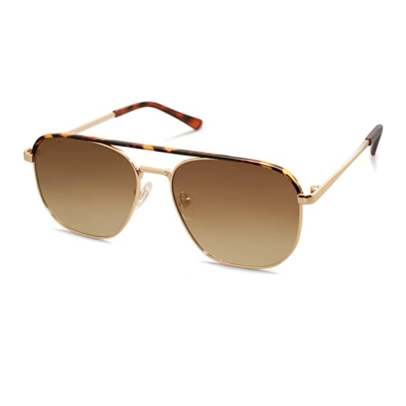 New Brown Retro Aviator Polarized Sunglasses Womens Mens Vintage Square Shades main image 4